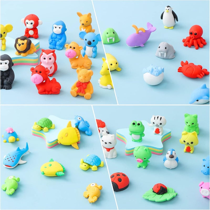 Kleeblatt 40Pcs Animal Erasers Desk Pets for Kids Assembled Eraser 3D Puzzle Erasers Classroom Prizes,Class Pets,Party Favors - Image 4